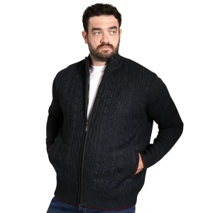 Velký pánský žakárový svetr na zip Duke D555 Gillingham tmavě modrý