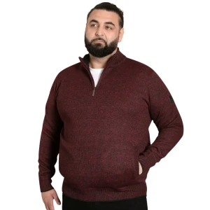 Velký pánský svetr na krátký zip Duke D555 Cramlington bordó