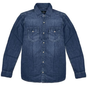 Velká pánská džínová košile s dlouhým rukávem Double Urban Outfitters DS-5067 tmavě modrá