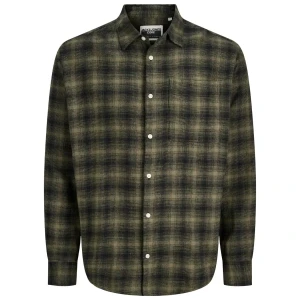 Velká pánská flanelová kostkovaná košile s dlouhým rukávem Jack & Jones 12291881 černo-zelená