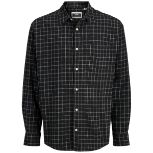 Velká pánská flanelová kostkovaná košile s dlouhým rukávem Jack & Jones 12291881 černá
