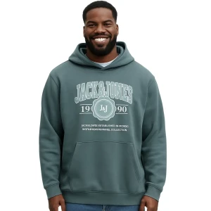 Pánská velká mikina přes hlavu Jack & Jones 12279622 šedě-modrá
