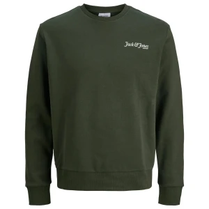 Velká pánská mikina přes hlavu s potiskem na zádech Jack & Jones 12285534 tmavě zelená