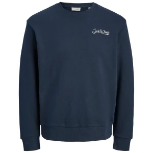 Velká pánská mikina přes hlavu s potiskem na zádech Jack & Jones 12285534 tmavě modrá