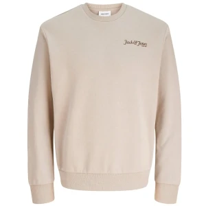 Velká pánská mikina přes hlavu s potiskem na zádech Jack & Jones 12285534 béžovo-šedá