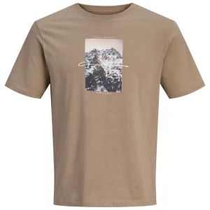 Velké pánské tričko s potiskem Jack & Jones 12292228 světle hnědé