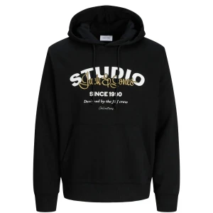 Velká pánská mikina přes hlavu s kapucí Jack & Jones 12285588 černá
