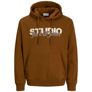 Velká pánská mikina přes hlavu s kapucí Jack & Jones 12285588 hnědá