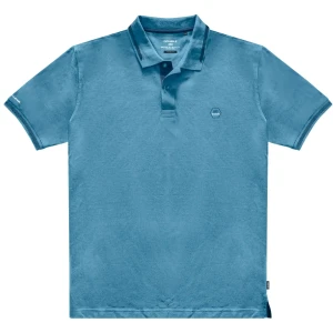 Velké pánské hladké polo tričko s ozdobným límečkem Double PS-3037 modré