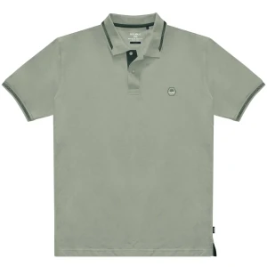 Velké pánské hladké polo tričko s ozdobným límečkem Double PS-3037 světle zelené