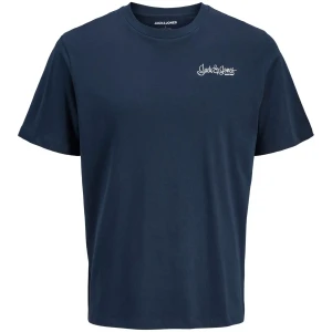 Velké pánské tričko s potiskem na zádech Jack & Jones 12285601 tmavě modrý
