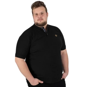 Velké pánské hladké polo tričko na stojáčku Double PS-3046 černé