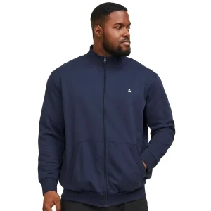 Velká pánská rozepínací mikina se stojáčkem jednobarevná Jack & Jones 12253745 tmavě modré 