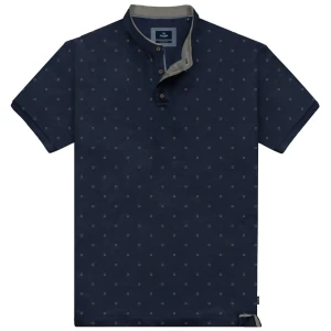 Velké pánské polo tričko se stojáčkem jemným vzorem Double Urban Outfitters PS-3048 tmavě modré