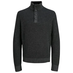 Velký pánský pulovr přes hlavu se strukturovanou pleteninou a rolákem Jack & Jones 12285627 černý
