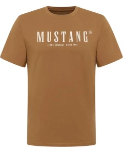 Pánské velké tričko s nápisem Mustang 1017378-3145 světle hnědé