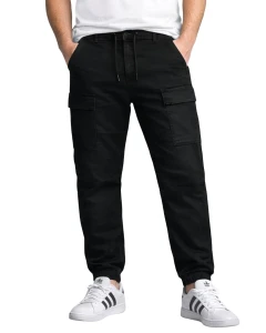 Pánské velké bojové kalhoty džínové s pružnými manžetami Double Urban Outfitters CCP-4077 černé