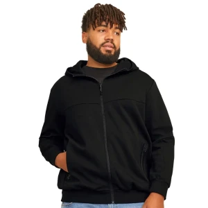Velká pánská rozepínací mikina s kapucí hladká Jack & Jones 12263091 černá