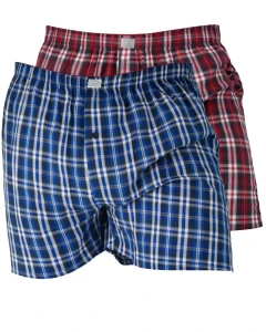Pánské velké volné boxerky ve čtverce 2ks Duke D555 Plaid červené a tmavě modré
