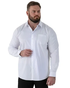 Pánská velká košile s dlouhým rukávem hladká nežehlivá (NON IRON) Duke D555 Oliver bílá