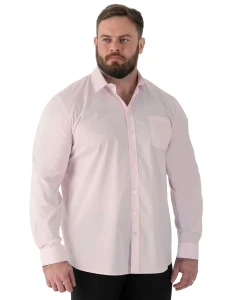 Pánská velká košile s dlouhým rukávem  hladká odolná proti skvrnám (NON IRON) Duke D555 Oliver růžová