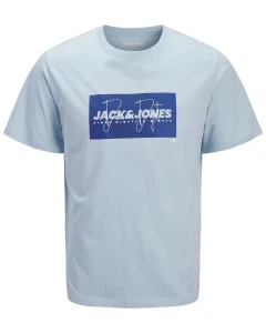 Pánské velké tričko s potiskem Jack & Jones 12295973 - světle modré