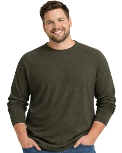 Pánské tričko Jack & Jones s dlouhým rukávem velká velikost 12294247 olivově zelená