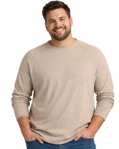 Pánské tričko Jack & Jones s dlouhým rukávem velká velikost 12294247 béžové