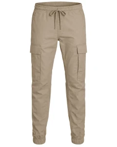 Pánské kapsáčové kalhoty s elastickými lemy Jack & Jones velká velikost 12294283 béžové