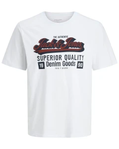 Pánské velké tričko s potiskem Jack & Jones 12284905 bílé