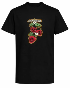 Velké pánské tričko s krátkým rukávem se zábavným potiskem Jack&Jones 12297246 černý
