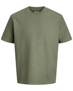 Velké pánské strukturované tričko s krátkým rukávem Jack & Jones 12294528 khaki