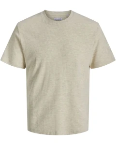 Velké pánské strukturované tričko s krátkým rukávem Jack & Jones 12294528 béžové