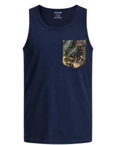 Velké pánské tílko bez rukávů s kapsičkou Jack & Jones 12295981 tmavě modré