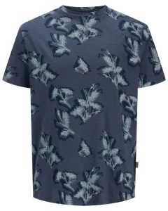 Velké pánské vzorované tričko Jack & Jones 12297267 šedomodré