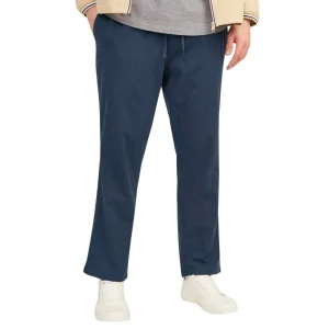 Velké pánské kalhoty s příměsí lnu, gumou a šňůrkami v pase Jack & Jones 12239548 tmavě modré