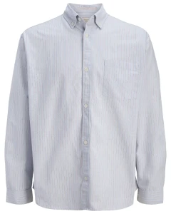 Velká pánská košile s jemnými proužky dlouhý rukáv Jack & Jones 12291898 světle modrá