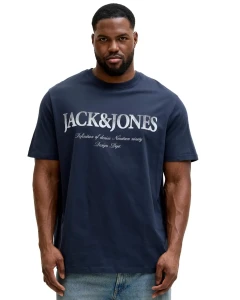 Pánské velké tričko s potiskem Jack & Jones 12295977 tmavě modré