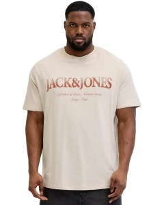 Pánské velké tričko s potiskem Jack & Jones 12295977 béžový