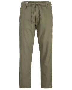 Pánské velké chinos kalhoty s lnem Jack & Jones 12278698 zelené