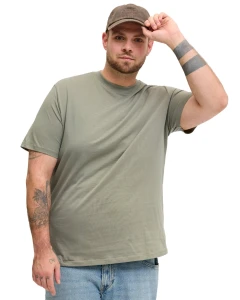 Pánské velké hladké tričko Jack & Jones s krátkým rukávem 12250623 khaki