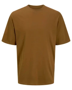 Pánské velké hladké tričko Jack & Jones s krátkým rukávem 12250623 světle hnědé