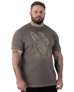 Velké pánské tričko s potiskem s krátkým rukávem Austin Duke D555 khaki