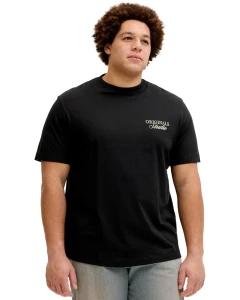 Velké pánské tričko s krátkým rukávem s potiskem na zádech Jack & Jones 12288197 černé