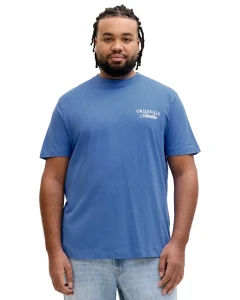Velké pánské tričko s krátkým rukávem s potiskem na zádech Jack & Jones 12288197 modré