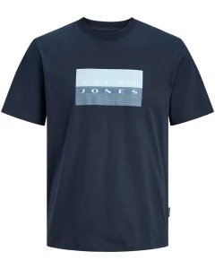 Velké pánské tričko s krátkým rukávem s potiskem Jack & Jones 12297140 tmavě modré