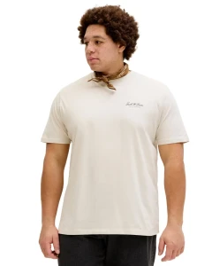 Velké pánské tričko s krátkým rukávem s jemným nápisem Jack & Jones 12289683 béžové