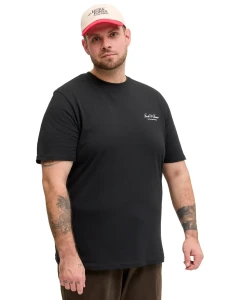 Velké pánské tričko s krátkým rukávem s jemným nápisem Jack & Jones 12289683 černé