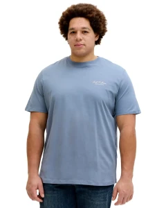 Velké pánské tričko s krátkým rukávem s jemným nápisem Jack & Jones 12289683 světle modré