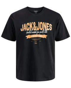 Velké pánské tričko s krátkým rukávem s výrazným potiskem Jack & Jones 12289691 černé